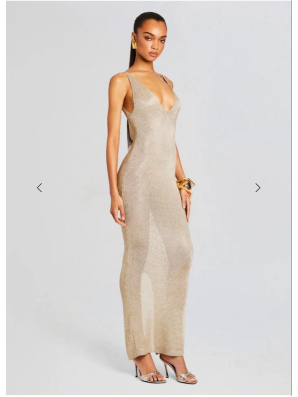 SUPERDOWN Metallic Knit Dress|XS|Champagne|NWT|